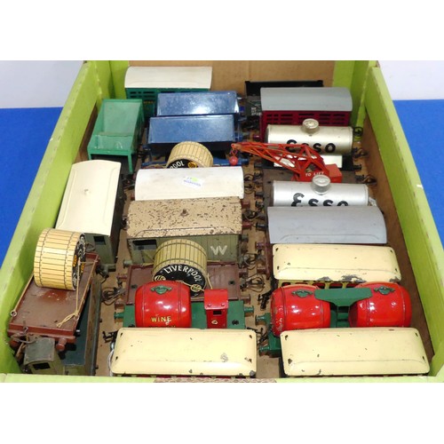 51 - Hornby '0' gauge; approximately fifty Goods Wagons and Vans, unboxed, including Colman's Mustard, re... 