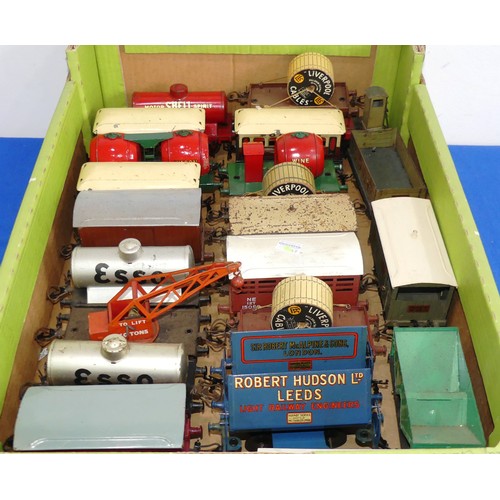 51 - Hornby '0' gauge; approximately fifty Goods Wagons and Vans, unboxed, including Colman's Mustard, re... 