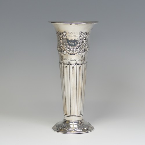 34 - An Edwardian silver Trumpet Vase, by Atkin Brothers, hallmarked Sheffield, 1906, with demi-fluted an... 