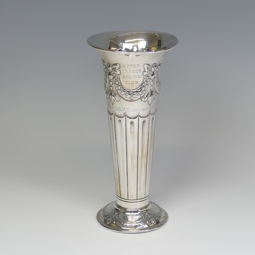 34 - An Edwardian silver Trumpet Vase, by Atkin Brothers, hallmarked Sheffield, 1906, with demi-fluted an... 