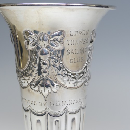 34 - An Edwardian silver Trumpet Vase, by Atkin Brothers, hallmarked Sheffield, 1906, with demi-fluted an... 