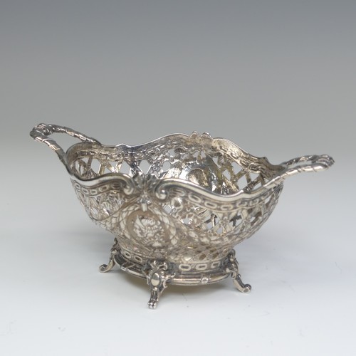 42 - An 18thC French silver Basket, with later imports marks for George Bedingham, Chester 1911, of oval ... 