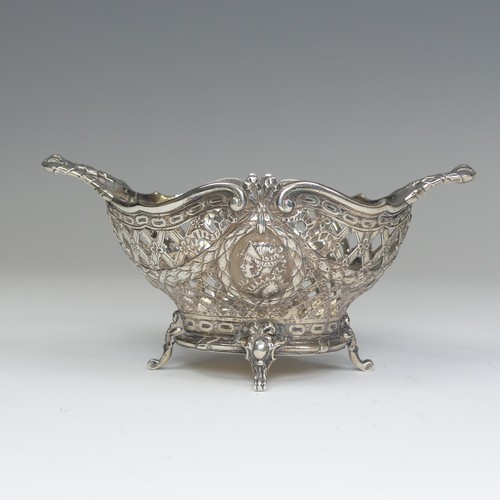 42 - An 18thC French silver Basket, with later imports marks for George Bedingham, Chester 1911, of oval ... 