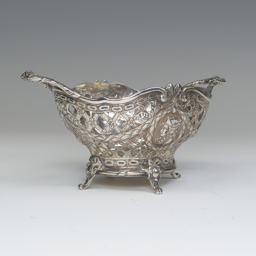 42 - An 18thC French silver Basket, with later imports marks for George Bedingham, Chester 1911, of oval ... 