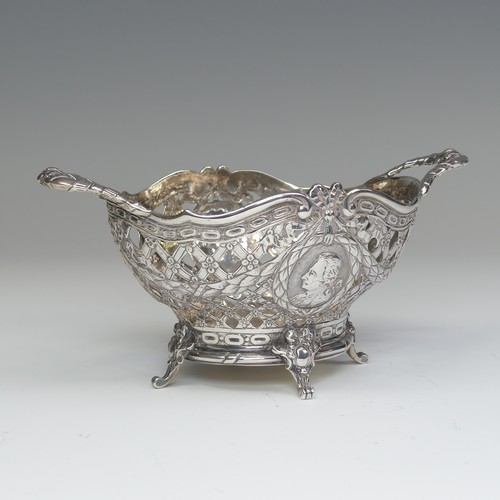 42 - An 18thC French silver Basket, with later imports marks for George Bedingham, Chester 1911, of oval ... 