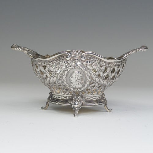 42 - An 18thC French silver Basket, with later imports marks for George Bedingham, Chester 1911, of oval ... 