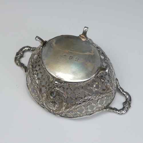 42 - An 18thC French silver Basket, with later imports marks for George Bedingham, Chester 1911, of oval ... 