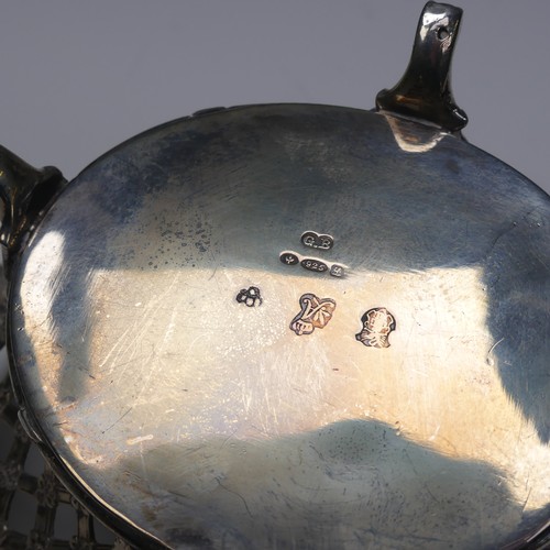 42 - An 18thC French silver Basket, with later imports marks for George Bedingham, Chester 1911, of oval ... 