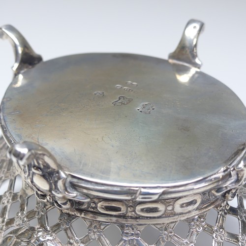 42 - An 18thC French silver Basket, with later imports marks for George Bedingham, Chester 1911, of oval ... 