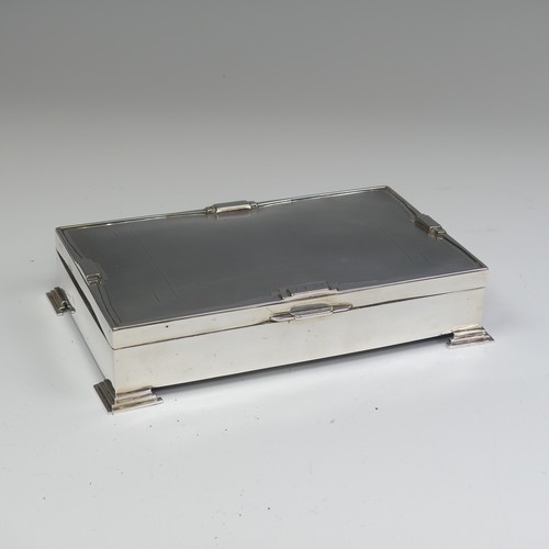 33 - A George V silver Cigarette Box, hallmarked Birmingham 1931, makers mark rubbed, in the Art Deco sty... 