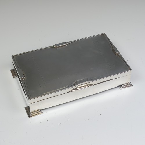 33 - A George V silver Cigarette Box, hallmarked Birmingham 1931, makers mark rubbed, in the Art Deco sty... 