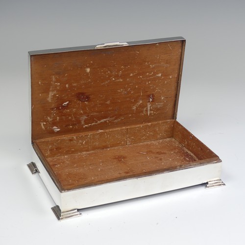 33 - A George V silver Cigarette Box, hallmarked Birmingham 1931, makers mark rubbed, in the Art Deco sty... 