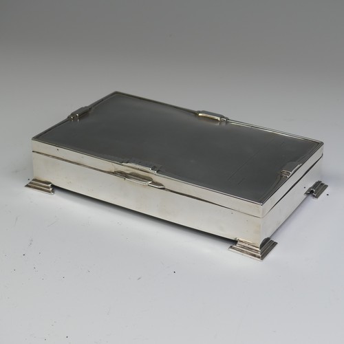 33 - A George V silver Cigarette Box, hallmarked Birmingham 1931, makers mark rubbed, in the Art Deco sty... 