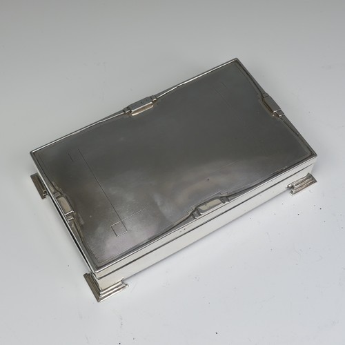 33 - A George V silver Cigarette Box, hallmarked Birmingham 1931, makers mark rubbed, in the Art Deco sty... 