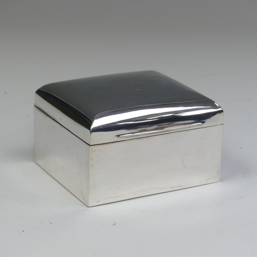 39 - An Edwardian silver Cigarette Box, by Colen Hewer Cheshire, hallmarked Chester 1906, of rounded squa... 