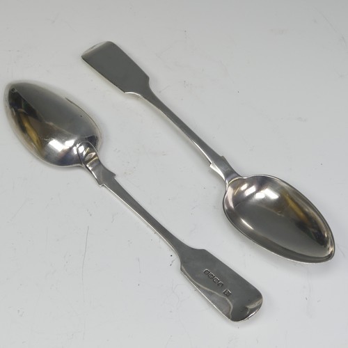 17 - A pair of Victorian silver fiddle pattern Table Spoons, by Josiah Williams & Co., hallmarked Exe... 