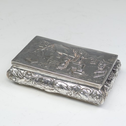 36 - A late 19thC Continental silver table Snuff Box, with Chester import marks for 1906, of bombe form, ... 