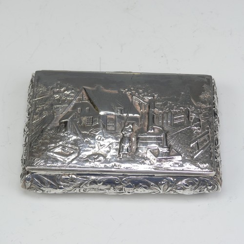 36 - A late 19thC Continental silver table Snuff Box, with Chester import marks for 1906, of bombe form, ... 