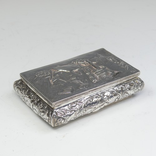 36 - A late 19thC Continental silver table Snuff Box, with Chester import marks for 1906, of bombe form, ... 