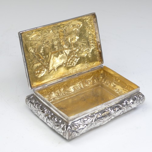 36 - A late 19thC Continental silver table Snuff Box, with Chester import marks for 1906, of bombe form, ... 