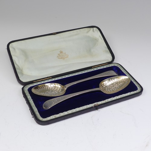 18 - A cased matched pair of George III silver Serving Spoons, one John Lambe, London 1788, the other Geo... 