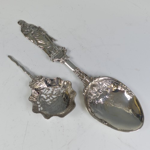 50 - A 19thC Dutch silver Apostle Spoon, with London import marks for William Moering, 1899, the finial m... 