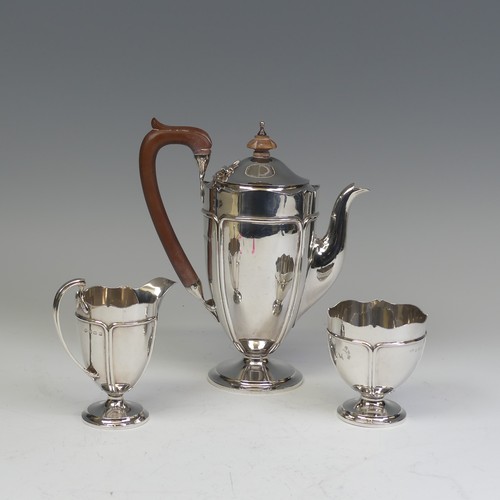 25 - A George V silver three piece Tea Set, by Adie Brothers Ltd., hallmarked Birmingham 1930, in the Art... 