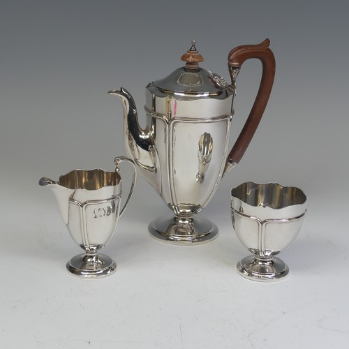 25 - A George V silver three piece Tea Set, by Adie Brothers Ltd., hallmarked Birmingham 1930, in the Art... 