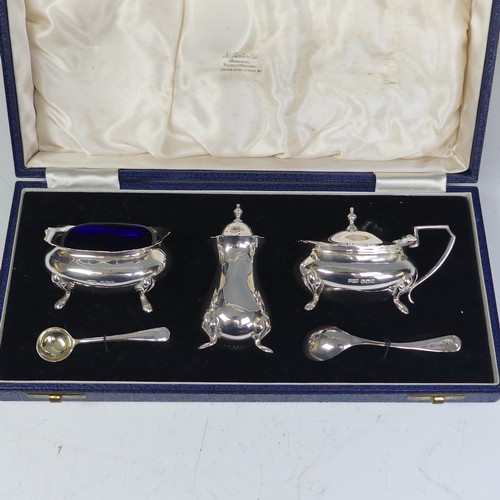 30 - A matched silver three piece Cruet Set, by James Dixon & Sons Ltd., hallmarked Sheffield, 1949 (... 