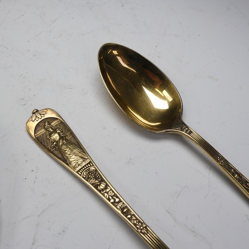 72 - A Victorian silver gilt Table Spoon, by Elkington & Co., hallmarked London, 1888, rd. 10581... 