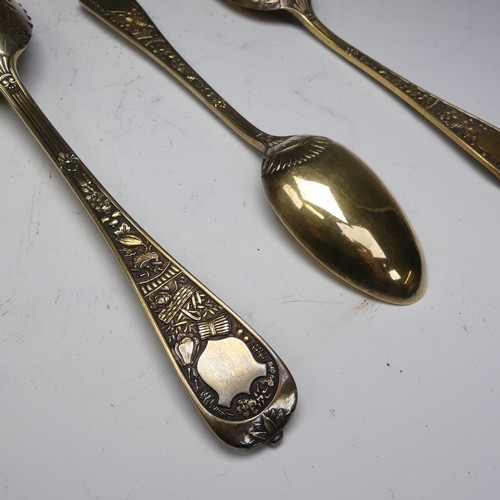 72 - A Victorian silver gilt Table Spoon, by Elkington & Co., hallmarked London, 1888, rd. 10581... 