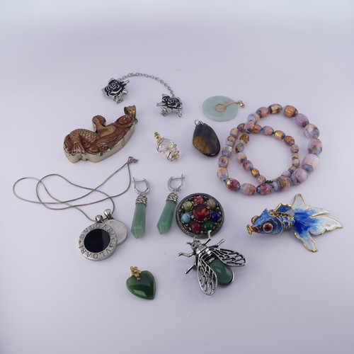 340 - A quantity of Jewellery and Costume Jewellery, including a facetted rock crystal pendant with 9ct go... 