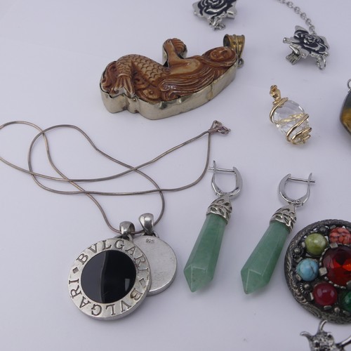 340 - A quantity of Jewellery and Costume Jewellery, including a facetted rock crystal pendant with 9ct go... 