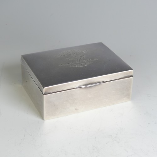 83 - An Edwardian silver Cigarette Box, by A & J Zimmerman Ltd., hallmarked Birmingham 1909, the hing... 