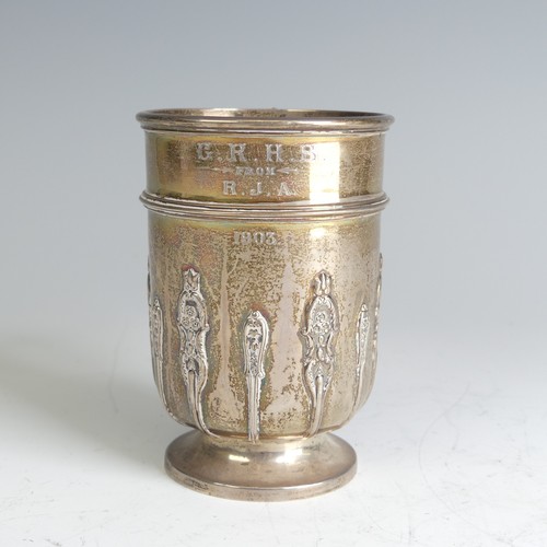 85 - An Edwardian silver Christening Mug, by Sibray, Hall & Co Ltd., hallmarked London 1902, with ins... 