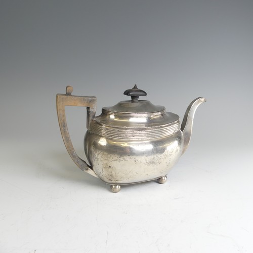 86 - A George III silver Teapot, by Thomas James, hallmarked London 1806, of ovoid form with reeded decor... 