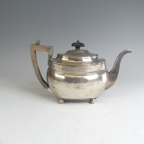 86 - A George III silver Teapot, by Thomas James, hallmarked London 1806, of ovoid form with reeded decor... 