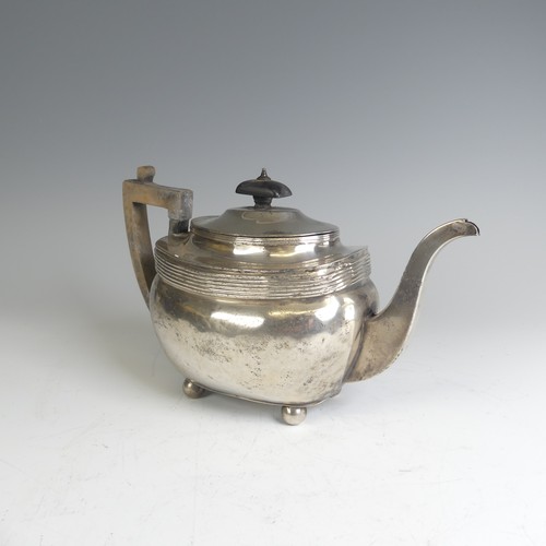 86 - A George III silver Teapot, by Thomas James, hallmarked London 1806, of ovoid form with reeded decor... 