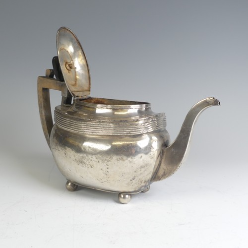 86 - A George III silver Teapot, by Thomas James, hallmarked London 1806, of ovoid form with reeded decor... 