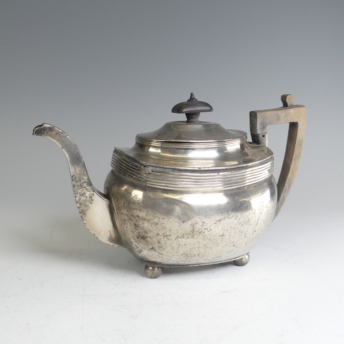 86 - A George III silver Teapot, by Thomas James, hallmarked London 1806, of ovoid form with reeded decor... 