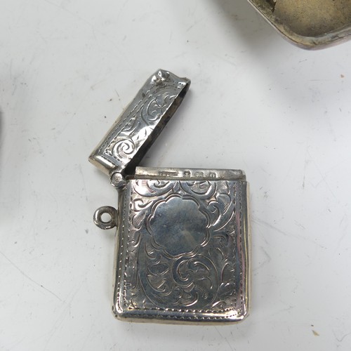 89 - An Edwardian silver Vesta Case, by Thomas & Marshall, hallmarked Birmingham, 1907, with foliate ... 