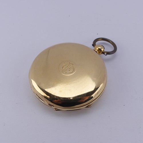 122 - A Victorian 18ct yellow gold hunter Pocket Watch, the unsigned white enamel dial with Roman Numerals... 