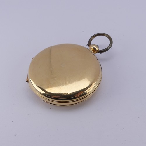 122 - A Victorian 18ct yellow gold hunter Pocket Watch, the unsigned white enamel dial with Roman Numerals... 