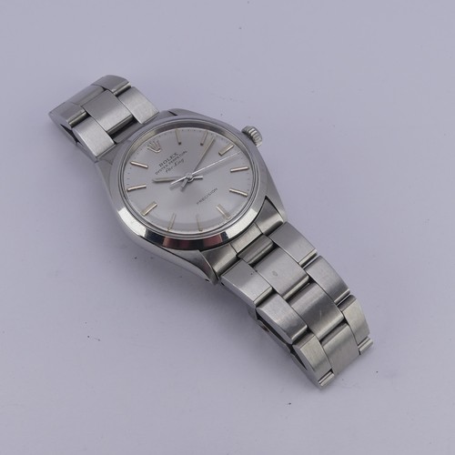 124 - A Rolex stainless steel Oyster precision Air King Wristwatch, silvered dial with baton markers, 34mm... 