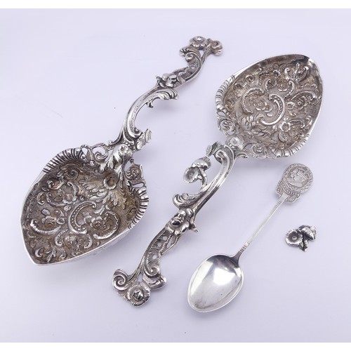 96 - A pair of late Victorian silver Serving Spoons, by William Comyns & Sons, hallmarked London 1900... 