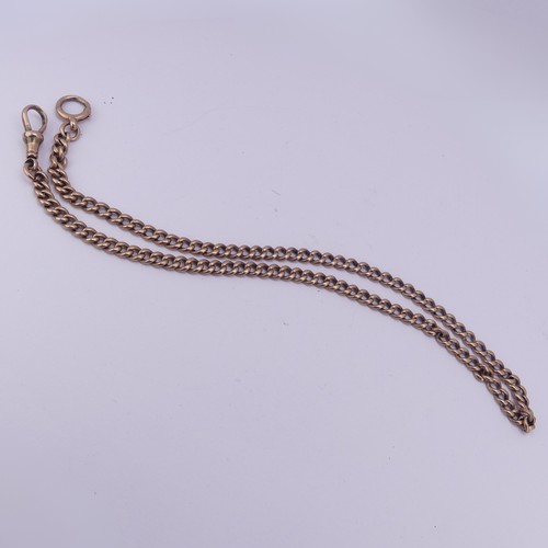 247 - A 9ct rose gold curb link Watch Chain, one end with clip fitting, the other bolt ring, 45cm long, 27... 