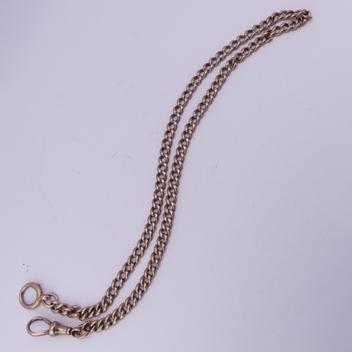 247 - A 9ct rose gold curb link Watch Chain, one end with clip fitting, the other bolt ring, 45cm long, 27... 