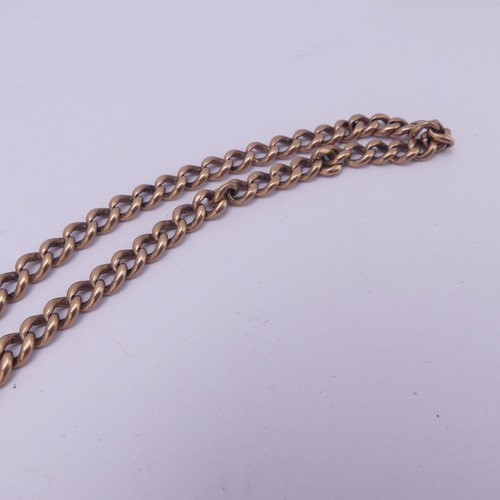 247 - A 9ct rose gold curb link Watch Chain, one end with clip fitting, the other bolt ring, 45cm long, 27... 