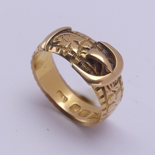 151 - A late Victorian 18ct yellow gold Buckle Ring, hallmarked Chester 1898, Size J½, 4.8g.... 