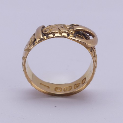 151 - A late Victorian 18ct yellow gold Buckle Ring, hallmarked Chester 1898, Size J½, 4.8g.... 